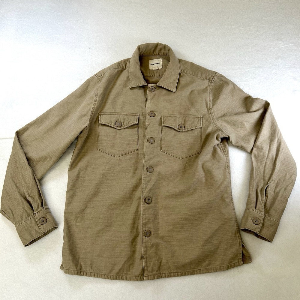 American‎ Eagle Tan Shacket Sz M 100% Cotton Crisp Normcore Boyfriend Layering